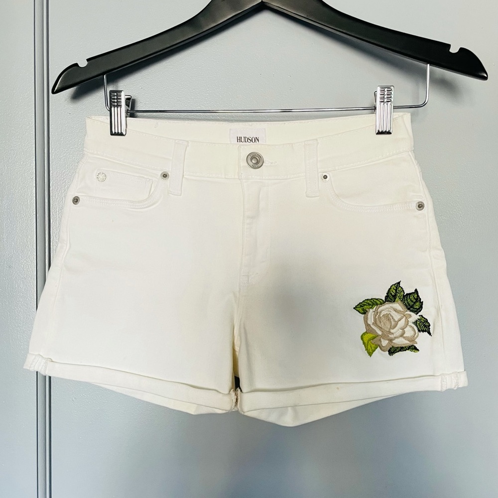 Hudson Jeans Midrise Denim Shorts White Size 26